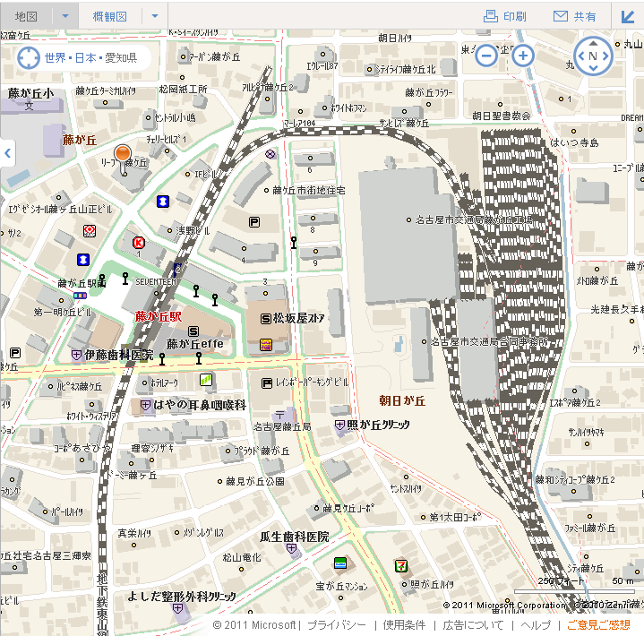 名古屋市交通局藤が丘工場の地図 Bing 地図