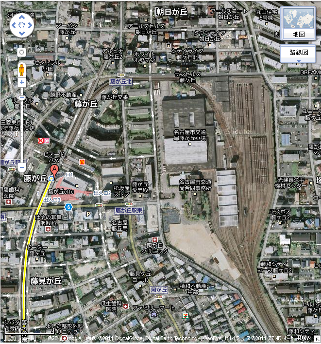 名古屋市交通局藤が丘工場の地図 Google マップ