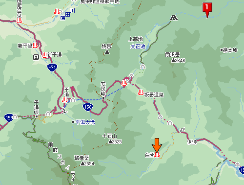 中の湯温泉(中ノ湯IC)付近にある『くねくねロード』の地図 MapFan Web（マップファン）