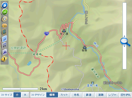 中の湯温泉(中ノ湯IC)付近にある『くねくねロード』の地図 MAPPLE 地図 ちず丸