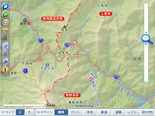 中の湯温泉(中ノ湯IC)付近にある『くねくねロード』の地図 MAPPLE 地図 ちず丸