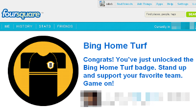 foursquare: the Bing Home Turf badge