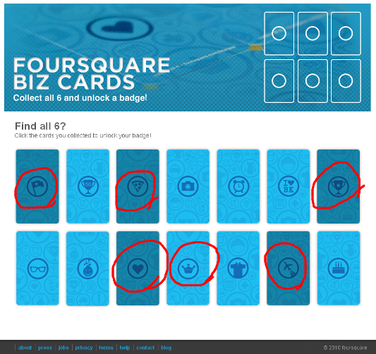 foursquare: FOURSQUARE BIZ CARDS: Collect all 6 and unlock a badge!