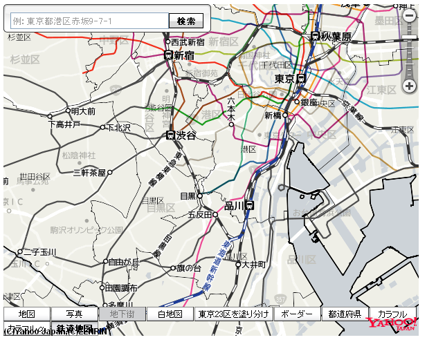 Yahoo! Open Local Platform : 白地図あれこれ: Y.BlankMapLayer クラスでいろいろなスタイルの白地図を表示するサンプル