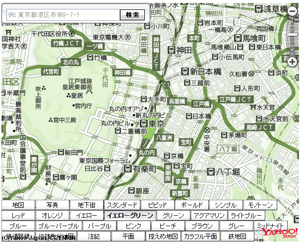 Yahoo! Open Local Platform : 地図のスタイルあれこれ: Y.StyleMapLayer クラスでいろいろなスタイルの地図を表示するサンプル