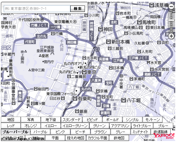 Yahoo! Open Local Platform : 地図のスタイルあれこれ: Y.StyleMapLayer クラスでいろいろなスタイルの地図を表示するサンプル