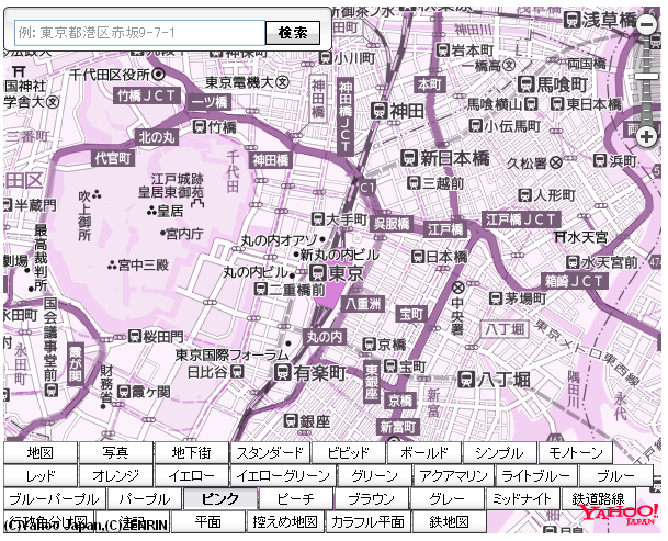 Yahoo! Open Local Platform : 地図のスタイルあれこれ: Y.StyleMapLayer クラスでいろいろなスタイルの地図を表示するサンプル