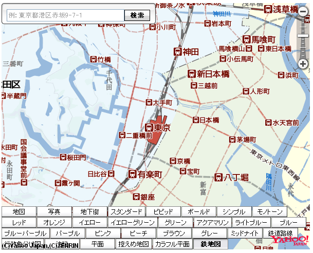 Yahoo! Open Local Platform : 地図のスタイルあれこれ: Y.StyleMapLayer クラスでいろいろなスタイルの地図を表示するサンプル