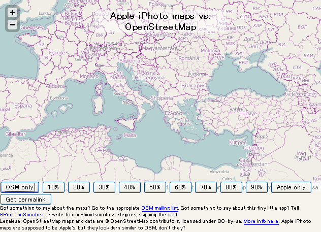 OpenStreetMap vs. iPhoto maps