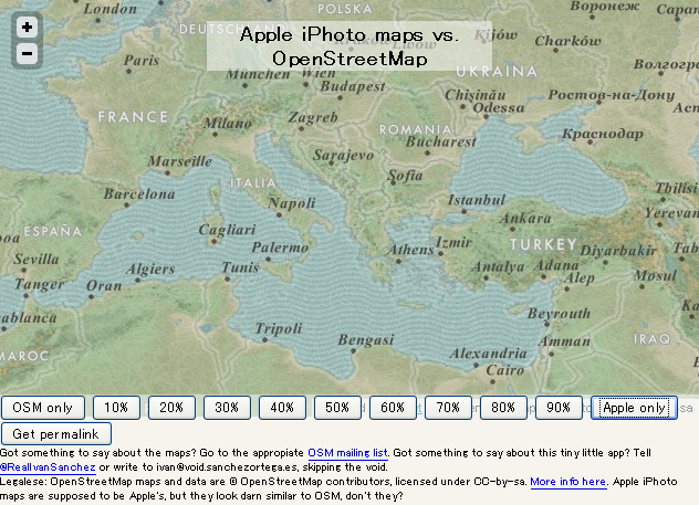 OpenStreetMap vs. iPhoto maps