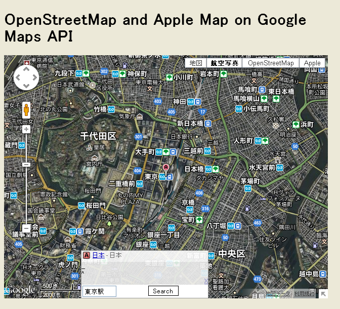 OpenStreetMap and Apple Map on Google Maps API