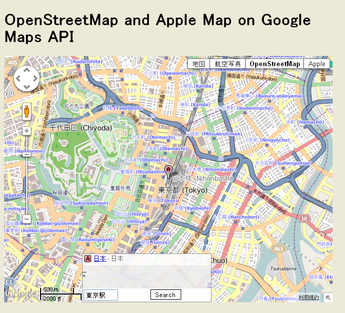 OpenStreetMap and Apple Map on Google Maps API