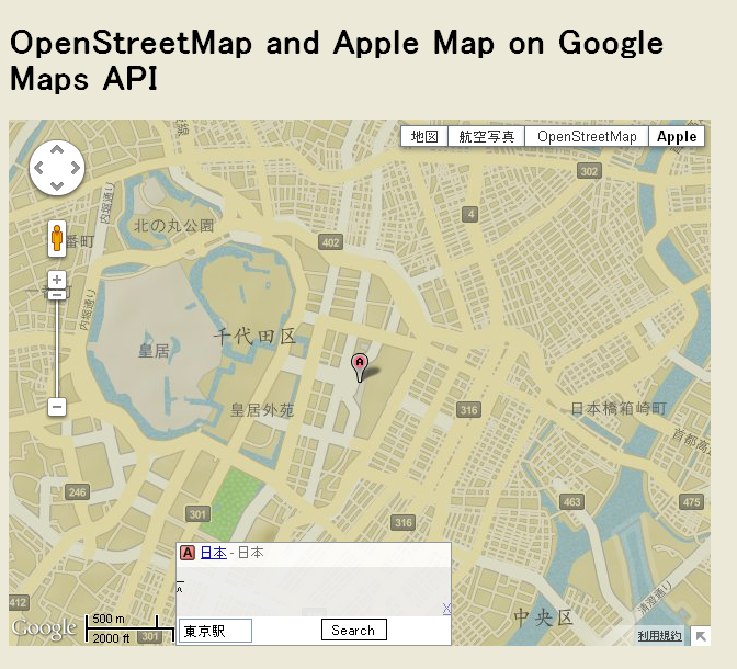 OpenStreetMap and Apple Map on Google Maps API