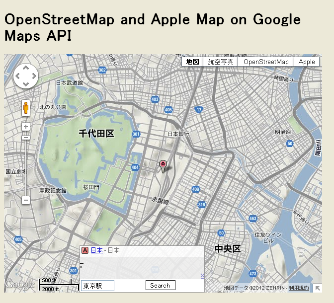 OpenStreetMap and Apple Map on Google Maps API