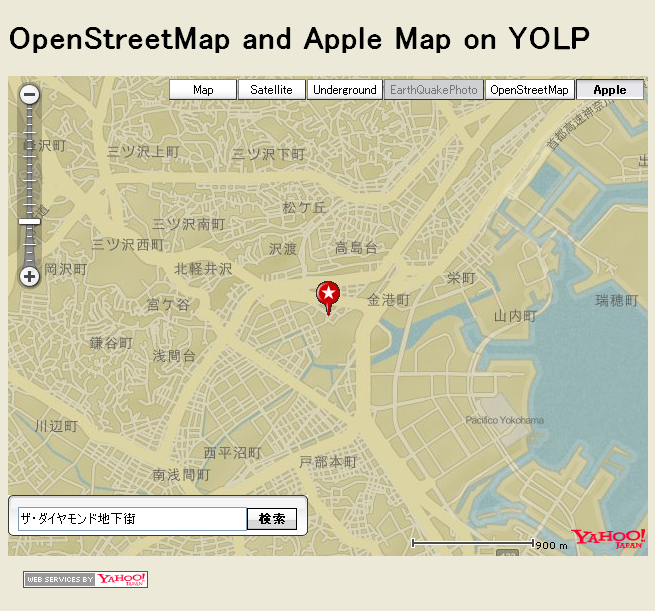 OpenStreetMap and Apple Map on YOLP