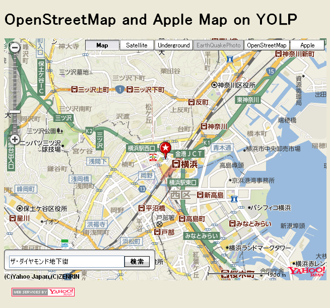 OpenStreetMap and Apple Map on YOLP