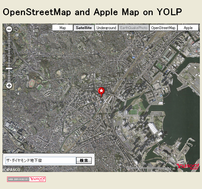 OpenStreetMap and Apple Map on YOLP