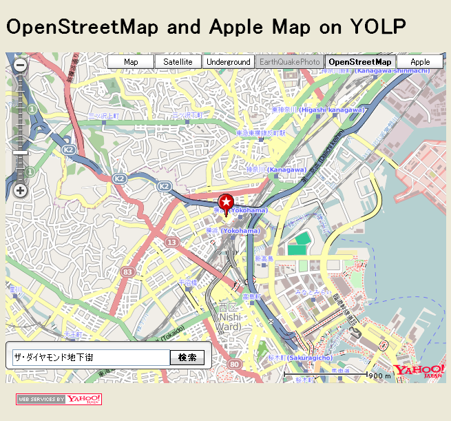 OpenStreetMap and Apple Map on YOLP