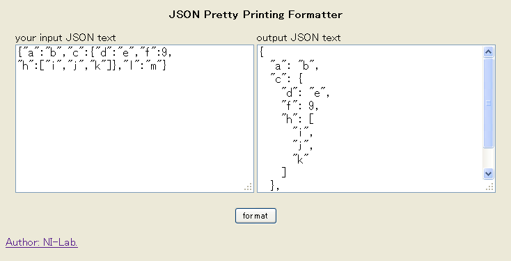 JSON Pretty Printing Formatter