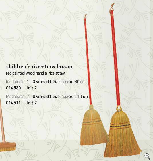 REDECKER children's rice-straw broom 赤い柄がかわいい子ども向けの箒(ほうき)