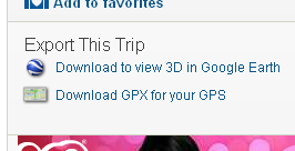 Export This Trip : Download to view 3D in Google Earth : Download GPX for your GPS
