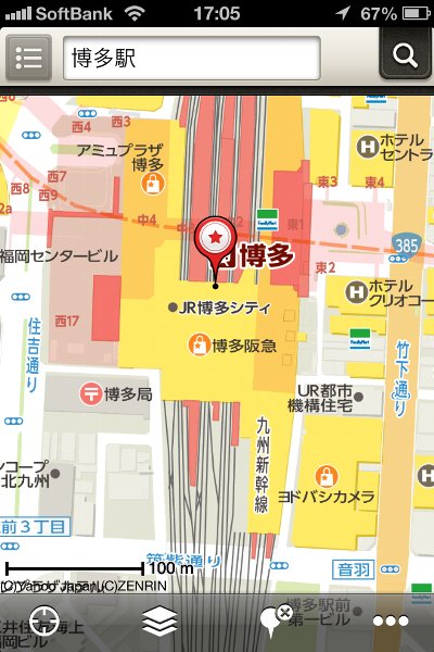 Yahoo! JAPAN Maps in Japan: Hakata Station