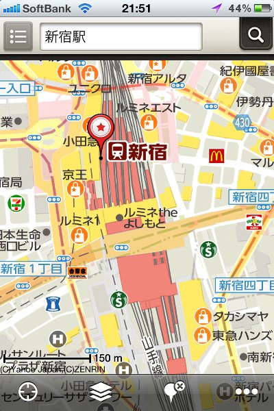 Yahoo! JAPAN Maps in Japan: Shinjuku Station