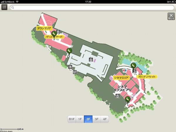 iOSアプリ「地図 Yahoo!ロコ」のイクスピアリ施設内マップ