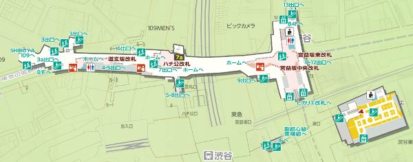 Yahoo!地図 渋谷駅構内マップ