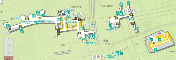 Yahoo!地図 渋谷駅構内マップ