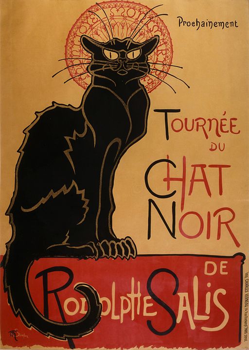 画家 テオフィル・アレクサンドル・スタンラン (Théophile Alexandre Steinlen) による『黒猫 (ルドルフ・サリの黒猫の巡業)』 Tournée du Chat Noir de Rodolphe Salis (1896年)