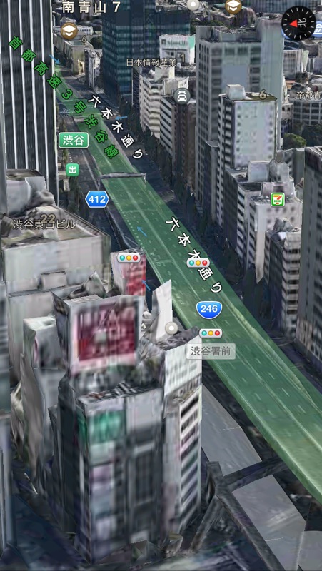 iOS 標準マップアプリの Flyover 機能で東京の街並みが3D化