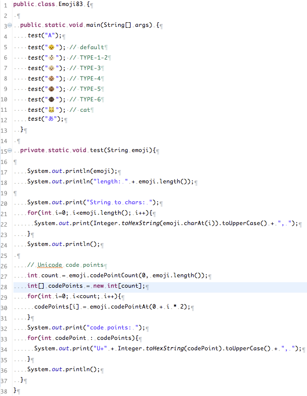 Java で絵文字の中身を調べるプログラム