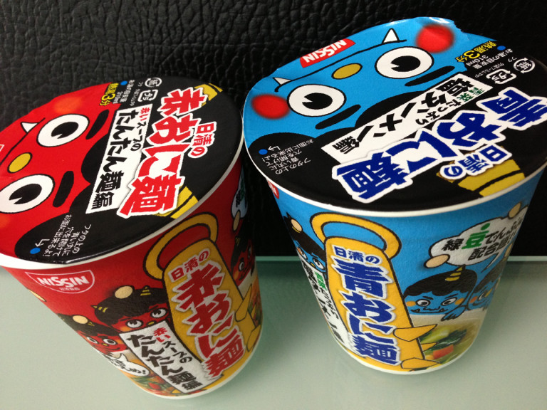 みどり豆でんぷん配合麺。青おに麺 青菜たっぷり 塩タンメン編。 - 日清 赤おに麺 赤いスープのたんたん麺編 みどり豆でんぷん配合麺。青おに麺 青菜たっぷり 塩タンメン編。 - 日清 赤おに麺 赤いスープのたんたん麺編