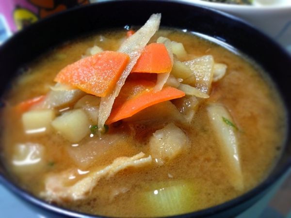 I got tonziru, Japanese soup of pork and vesetables. 豚汁。 I got tonziru, Japanese soup of pork and vesetables. 豚汁。