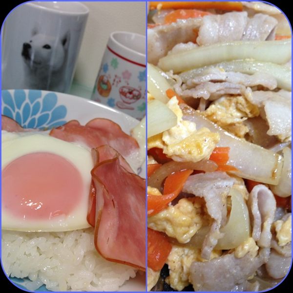 朝食と昼食。 朝食と昼食。