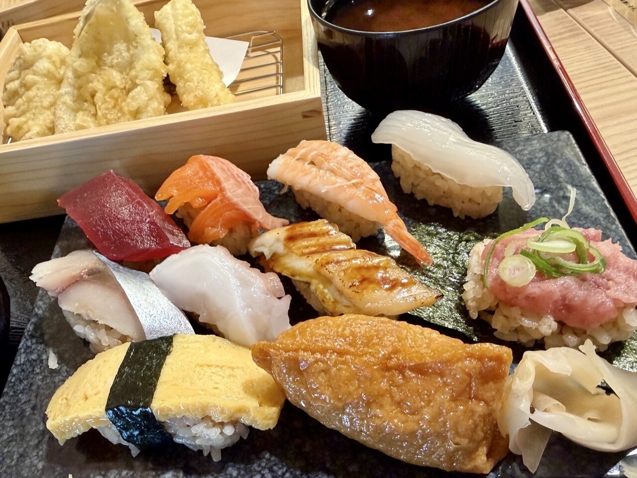 天ぷら・寿司セット 梅 at 鮨 酒 肴 杉玉 名駅三丁目
