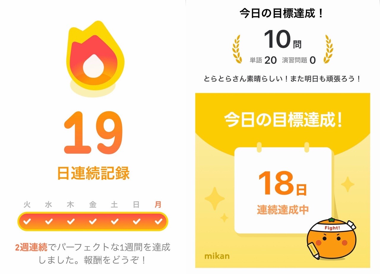 Duolingoとmikanで英語学習。mikanの単語帳をやっても単語を覚えられる気がしないなぁ。単語と意味を丸暗記するだけは難しい。