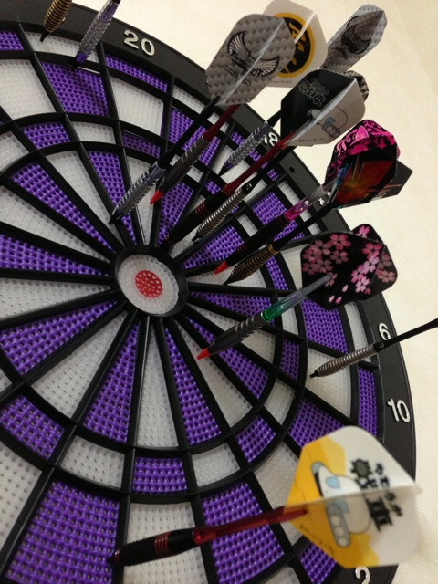 darts on a board