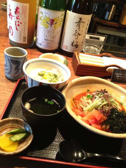 完熟トマトそば with 麦とろご飯 at 猪口猪口 完熟トマトそば with 麦とろご飯 at 猪口猪口