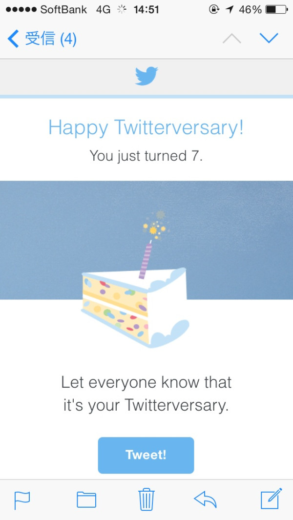 Happy Twitterversary! I just turned 7. #Twitterversary I got a mail. Happy Twitterversary! I just turned 7. #Twitterversary I got a mail.
