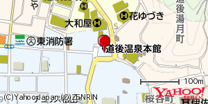 愛媛県松山市道後湯之町 付近 : 33852032,132786413