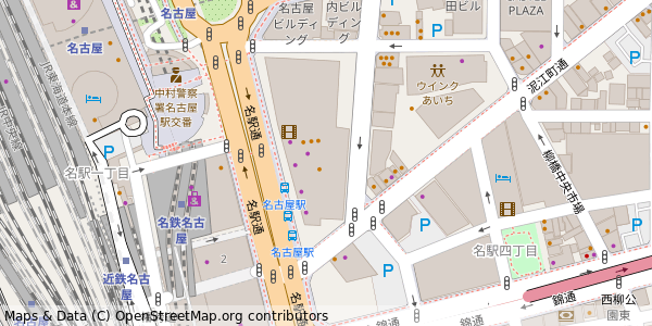 愛知県名古屋市中村区名駅 付近 : 35169931,136885313