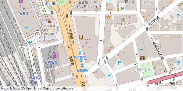 愛知県名古屋市中村区名駅 付近 : 35169931,136885313