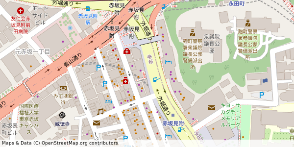 東京都港区赤坂 付近 : 35677057,139736963