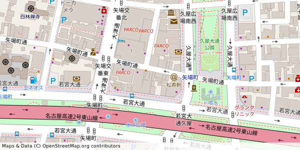 愛知県名古屋市中区栄 付近 : 35162978,136907812