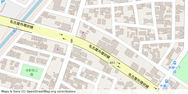 愛知県小牧市外堀 付近 : 35280906,136911626