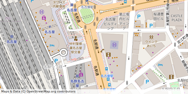 愛知県名古屋市中村区名駅 付近 : 35170405,136884455