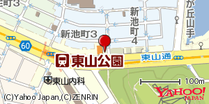 愛知県名古屋市千種区東山通 付近 : 35160672,136974179