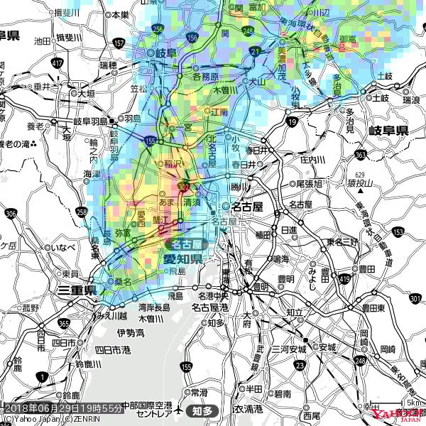 名古屋の天気(雨) 降水強度: 1.85(mm/h) 2018年06月29日 19時55分の雨雲 #雨雲bot #bot 名古屋の天気(雨) 降水強度: 1.85(mm/h) 2018年06月29日 19時55分の雨雲 #雨雲bot #bot